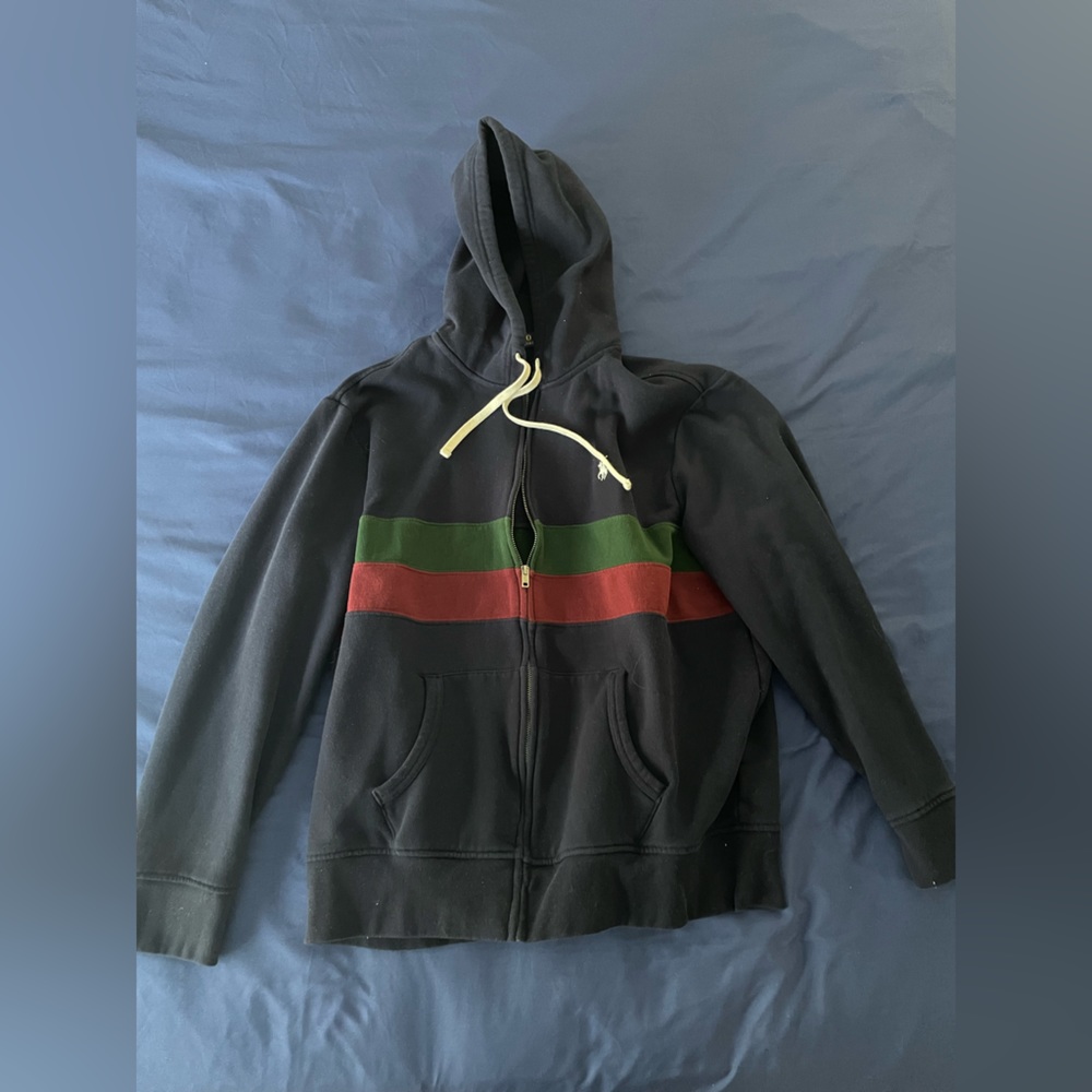 Navy blue with green maroon stripe jacket
